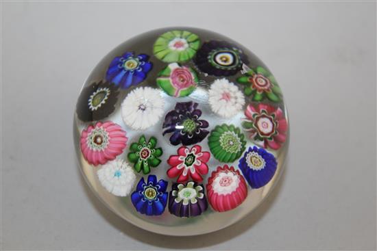 A Clichy spaced millefiori glass paperweight, late 19th century, diam. 6.3cm